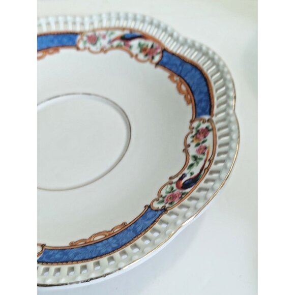 Vintage Wide Mouth Tea Cup & Reticulated Saucer Set Schmann Bavaria - Picture 10 of 15